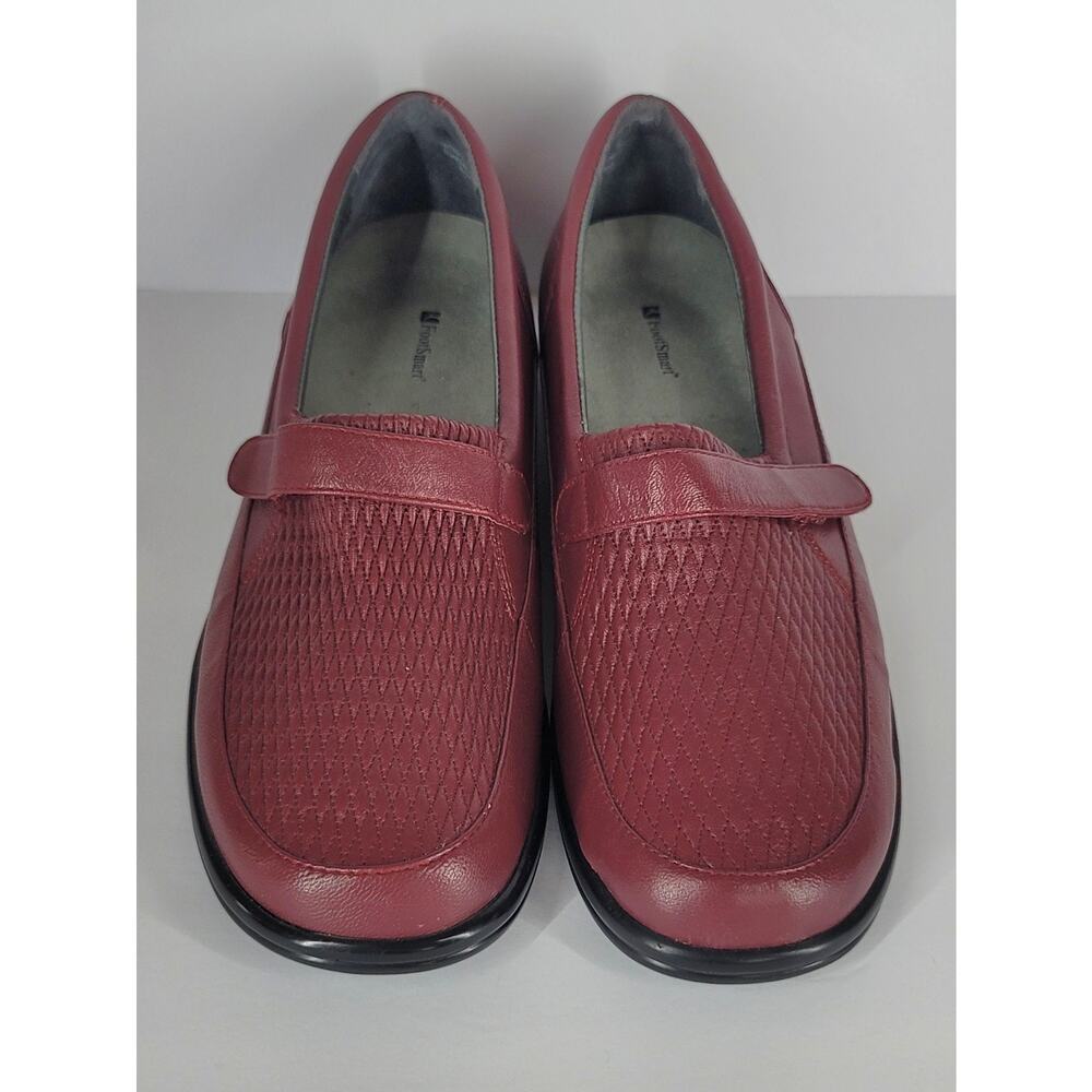 FootSmart Stretchables Stretchy Burgundy Comfort Leather Slip-Ons Women's Sz 11W - Picture 2 of 10